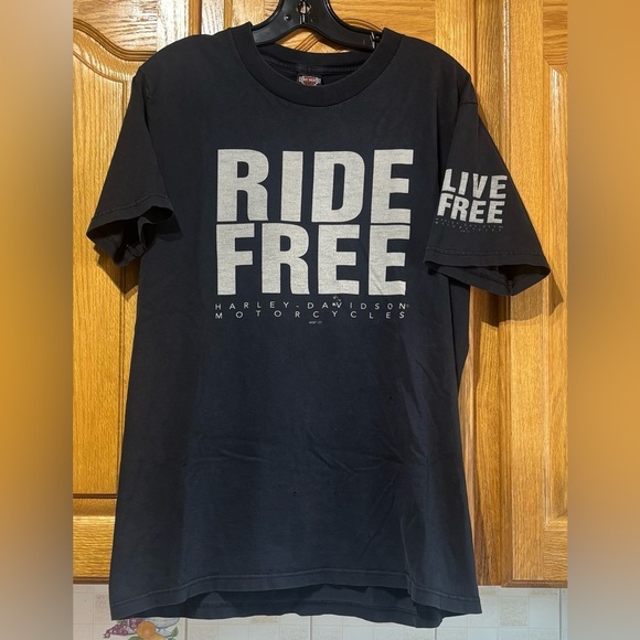 Vintage 1997 Harley-Davidson Ride Free Live Free Lima Peru Biker T-Shirt Large - Picture 1 of 12